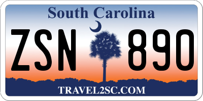 SC license plate ZSN890