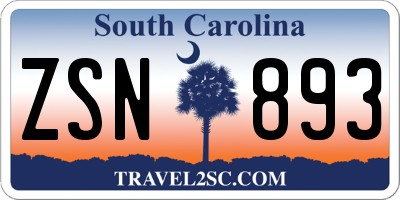 SC license plate ZSN893