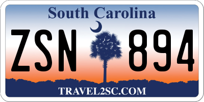 SC license plate ZSN894