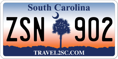 SC license plate ZSN902