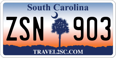 SC license plate ZSN903