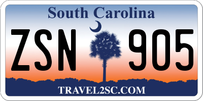SC license plate ZSN905