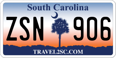SC license plate ZSN906