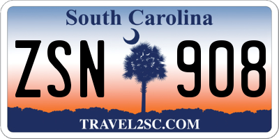 SC license plate ZSN908