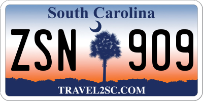 SC license plate ZSN909