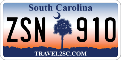 SC license plate ZSN910