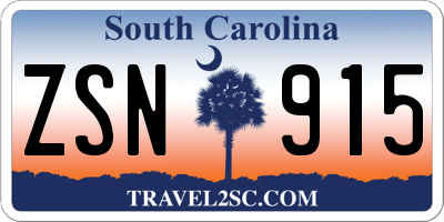 SC license plate ZSN915