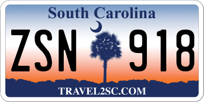 SC license plate ZSN918