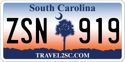 SC license plate ZSN919