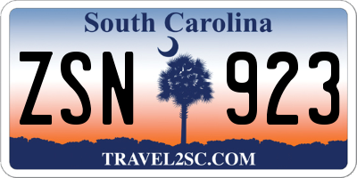 SC license plate ZSN923