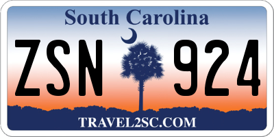 SC license plate ZSN924
