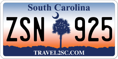 SC license plate ZSN925