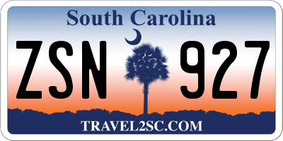 SC license plate ZSN927