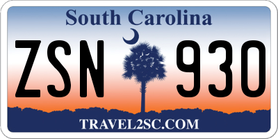 SC license plate ZSN930