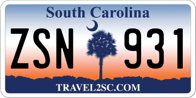 SC license plate ZSN931