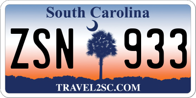SC license plate ZSN933