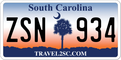 SC license plate ZSN934