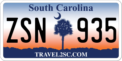 SC license plate ZSN935