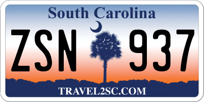 SC license plate ZSN937