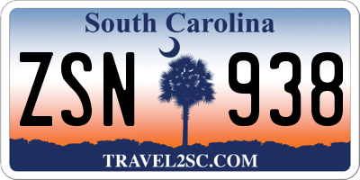 SC license plate ZSN938