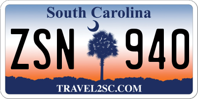 SC license plate ZSN940