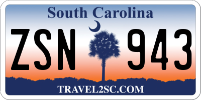 SC license plate ZSN943