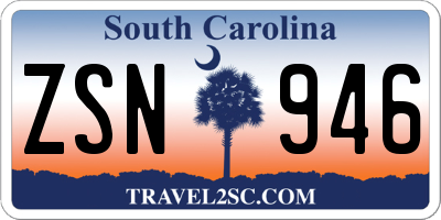 SC license plate ZSN946