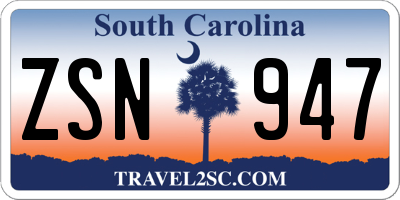 SC license plate ZSN947