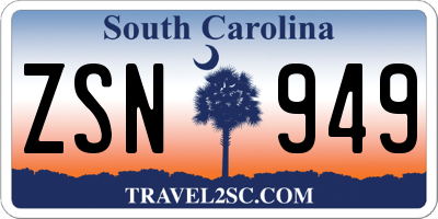 SC license plate ZSN949