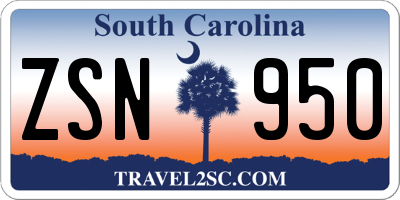SC license plate ZSN950