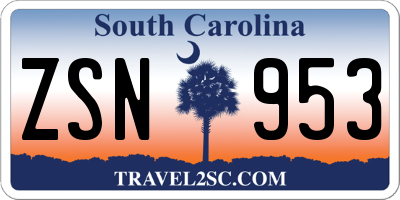 SC license plate ZSN953