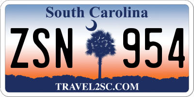 SC license plate ZSN954