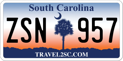 SC license plate ZSN957