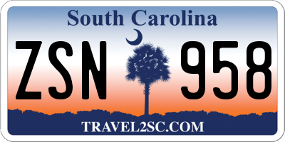 SC license plate ZSN958