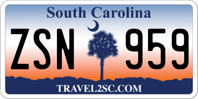 SC license plate ZSN959