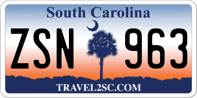 SC license plate ZSN963