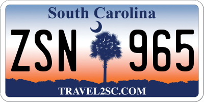 SC license plate ZSN965