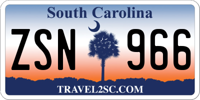 SC license plate ZSN966