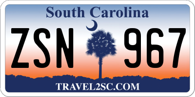 SC license plate ZSN967
