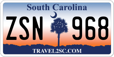 SC license plate ZSN968