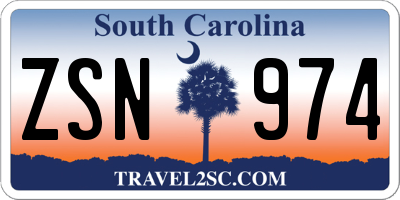 SC license plate ZSN974