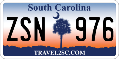 SC license plate ZSN976