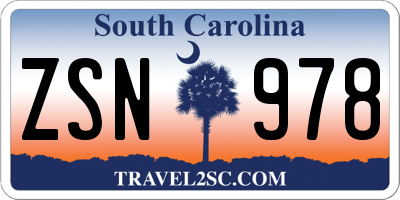 SC license plate ZSN978