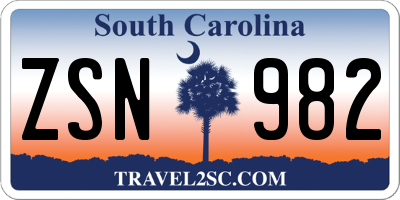 SC license plate ZSN982