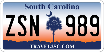 SC license plate ZSN989