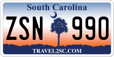 SC license plate ZSN990