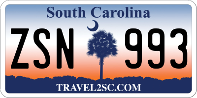 SC license plate ZSN993