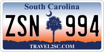 SC license plate ZSN994