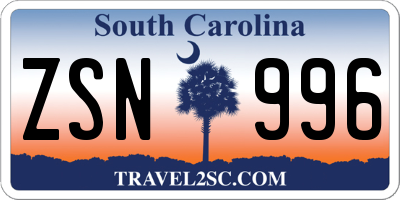 SC license plate ZSN996
