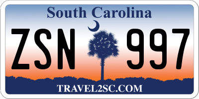 SC license plate ZSN997